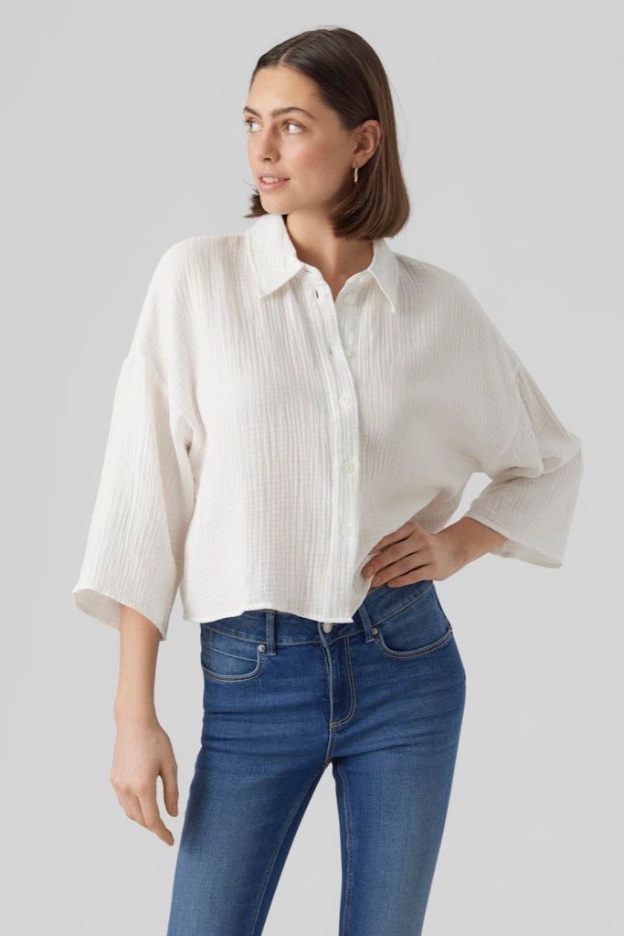 Natali Crop Shirt - Snow White