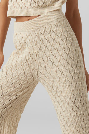 Evelyn High-Waist Crochet Pants - Birch