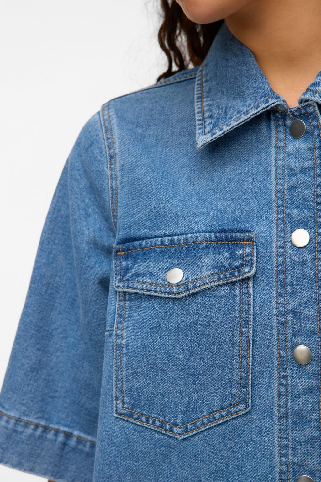 Fenja Short Denim Dress - Μεσαίο μπλε denim