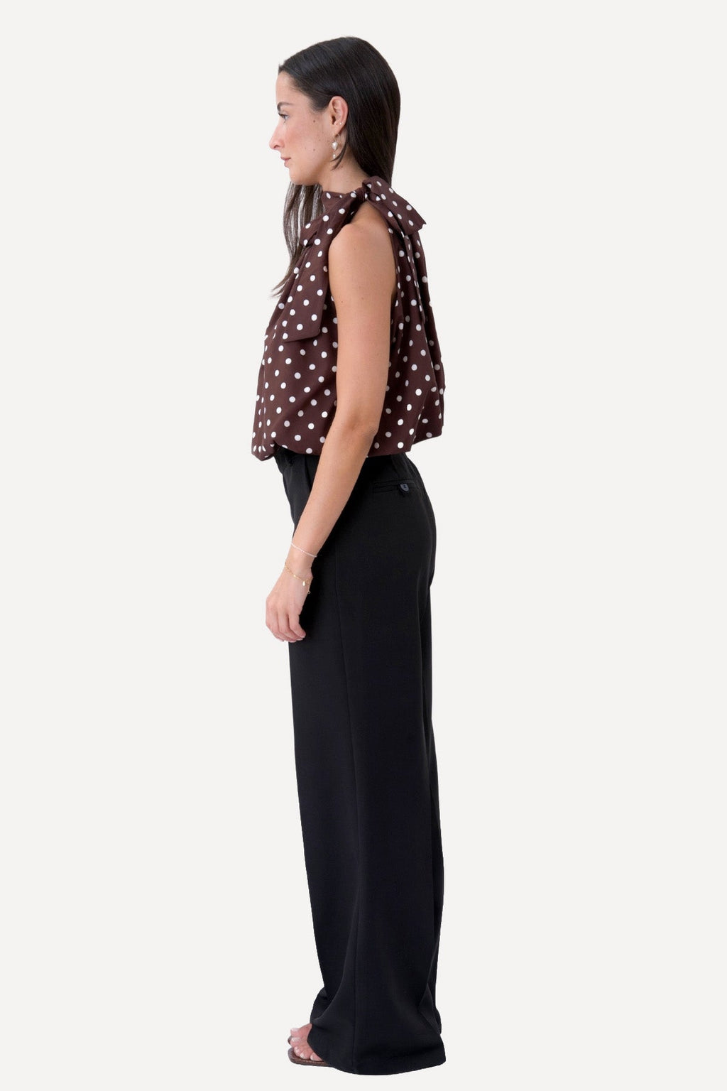 Wilma Top - Brown/White Dots