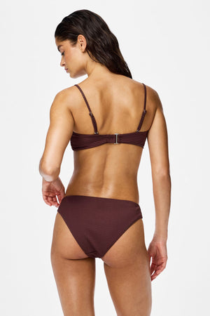 Kaya Seersucker Bikini Top - Deep Mahogany