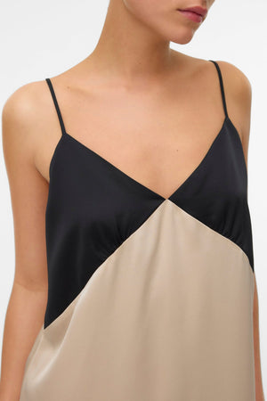 Joy Singlet Ankle Dress - Black Cement Contrast