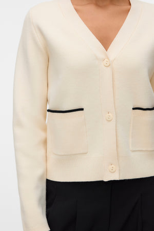 Χρυσή ζακέτα με αντίθεση με λαιμόκοψη V - Birch W. Black