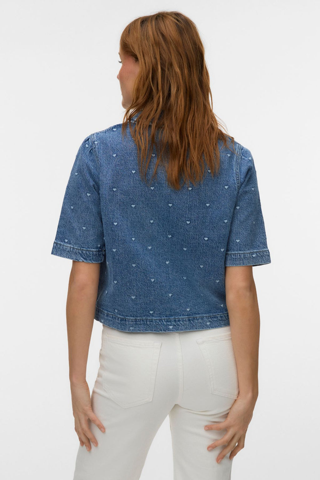 Τζιν πουκάμισο Dionne 2/4 - Medium Blue Denim - Καρδιά