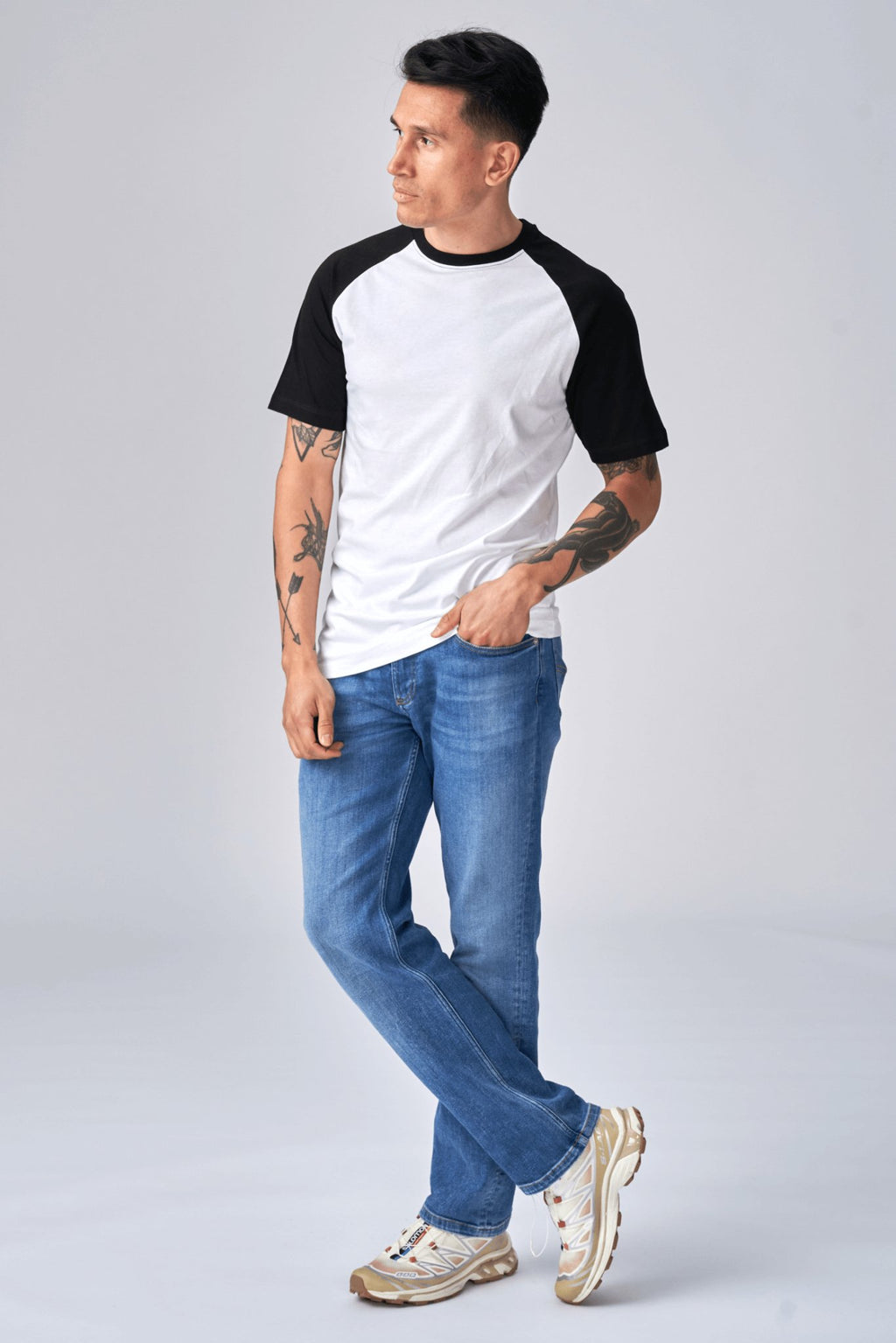 Basic raglan t -shirt - μαύρο και άσπρο