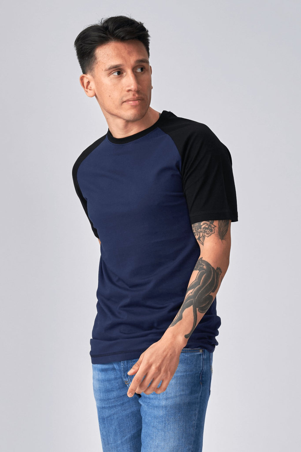 Basic raglan t-shirt-μαύρο-ναυτικό
