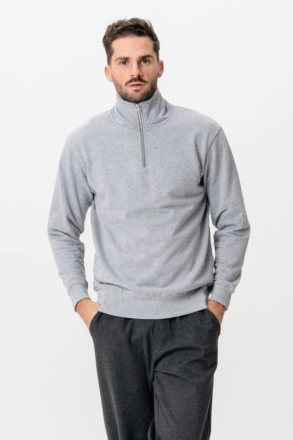 Sweatshirt Half Zip - Grey