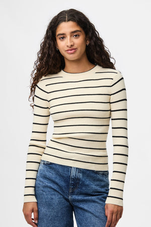 Mira New O-Neck Knit - Σημύδα/Μαύρο