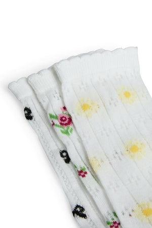 Bella Pointelle Socks 3-pack - Cloud Dancer
