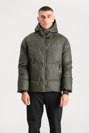 Coated Hooded Jacket - Olive