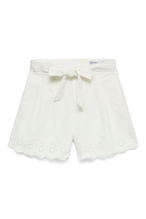 Airla Loose Color Brod Shorts - Φωτεινό λευκό