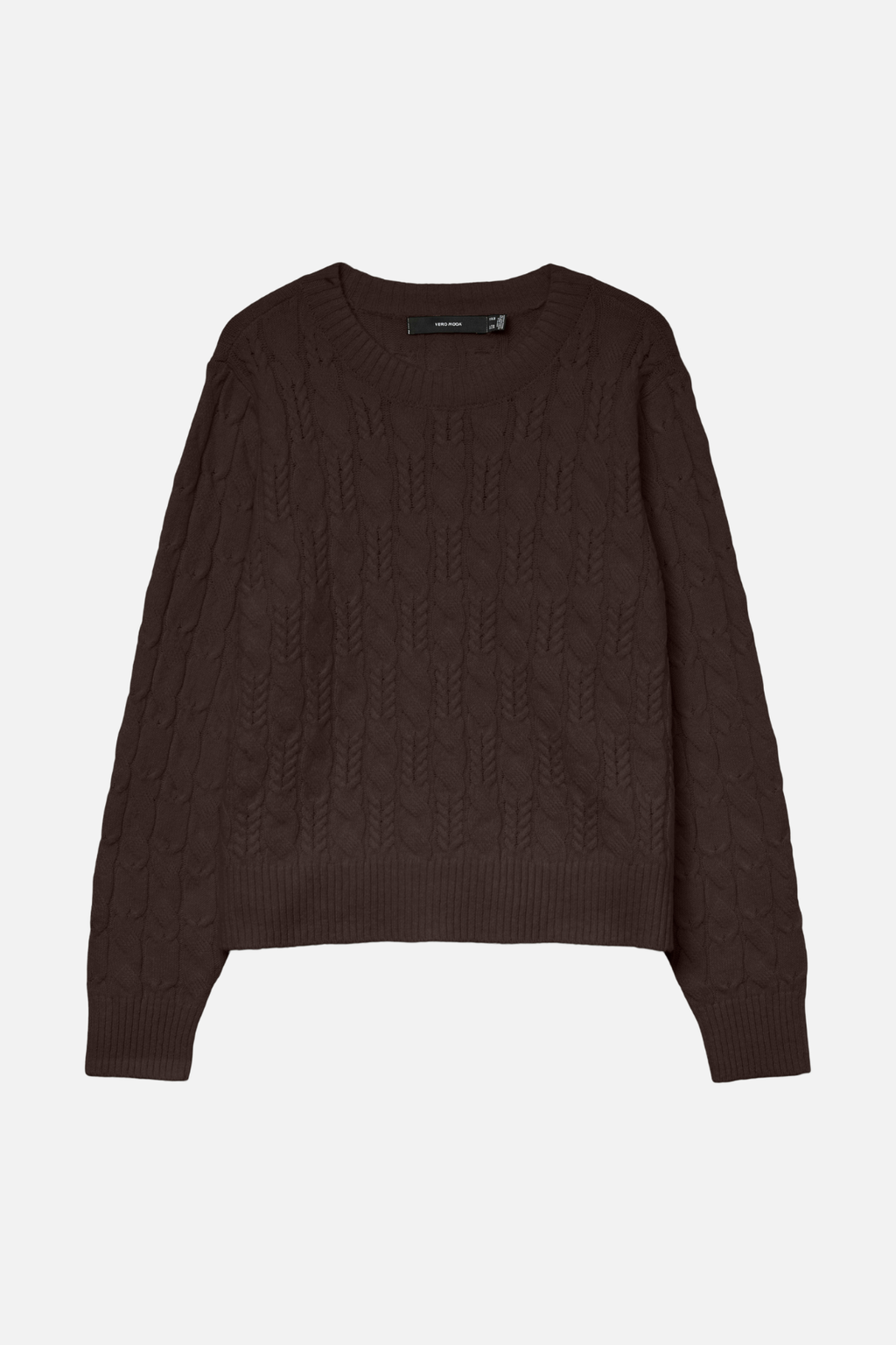 Aries O-Neck Cable Pullover - Chocolate Torte