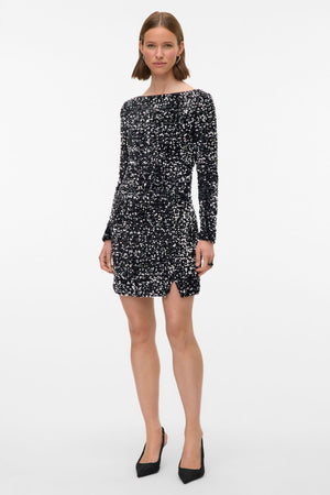 Bella Short Dress - Μαύρο ασημένιο