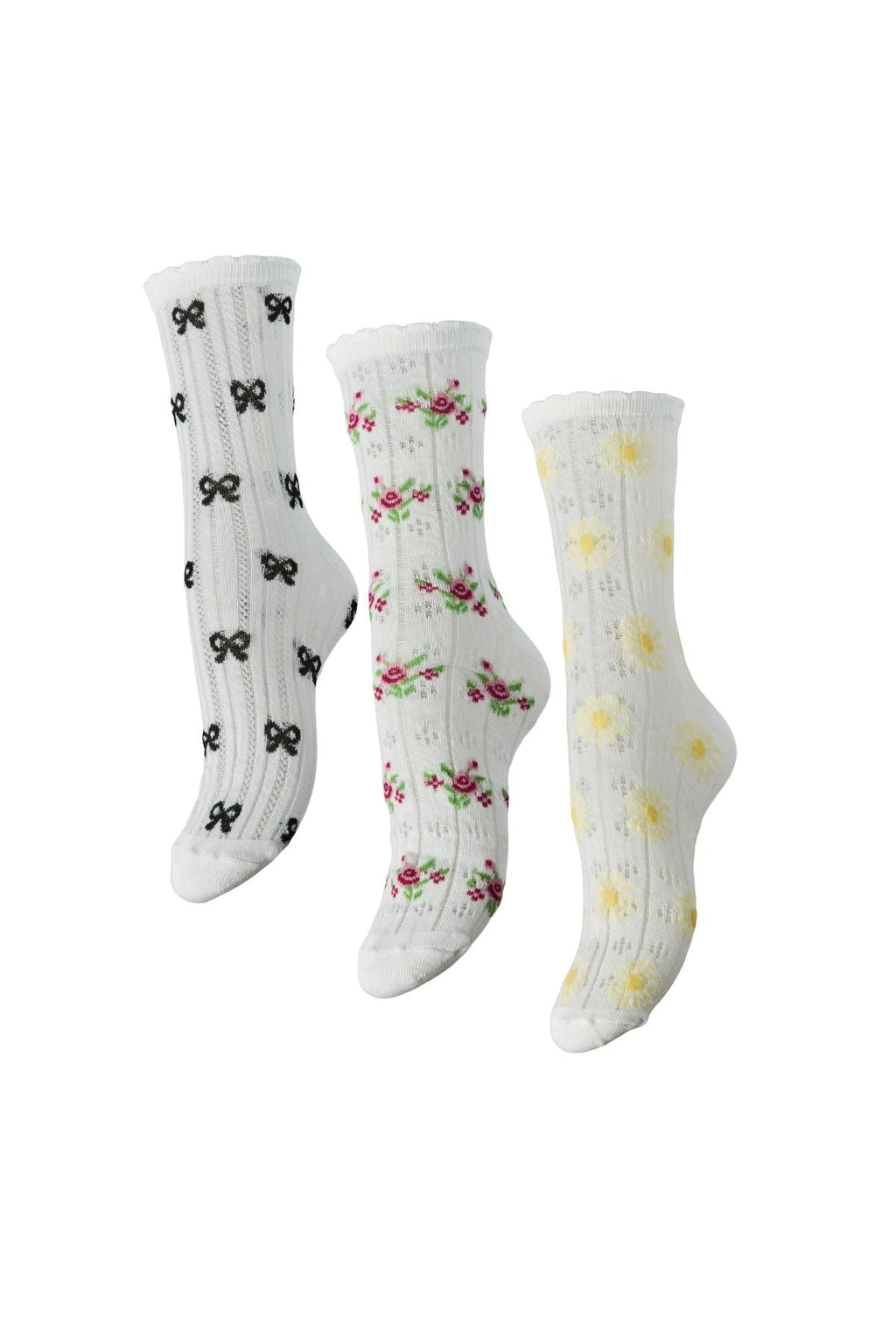 Bella Pointelle Socks 3-pack - Cloud Dancer
