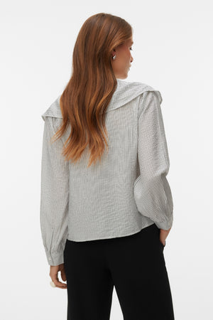 Πουκάμισο Kaja V-Neck Frill - Snow White Amanda Black