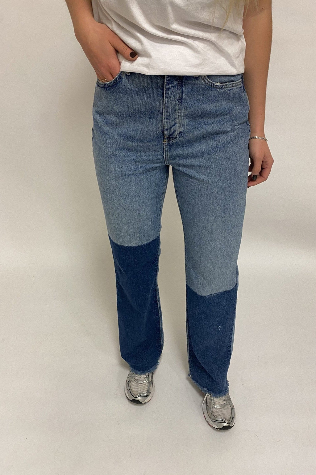 Zikka Color Block Pants - Μεσαίο μπλε denim