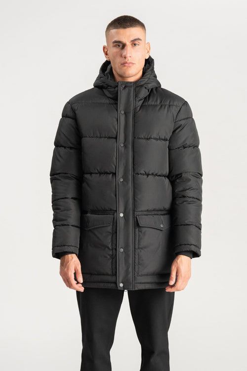 Long Puffer Jacket - Black - TeeShoppen Group™