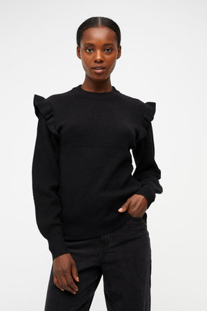 Malena Ruffle Pullover - Black