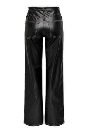 Juicy Wide Faux Leather Bukser - Sort