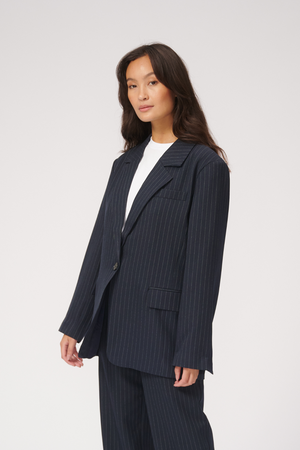 Oversized Blazer - Navy Pinstripe