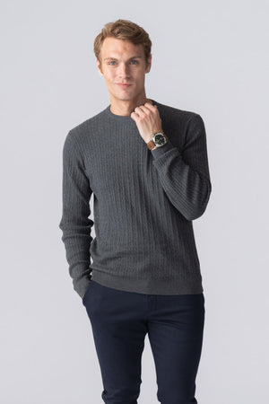 Πουλόβερ Cable Knit - Charcoal Melange