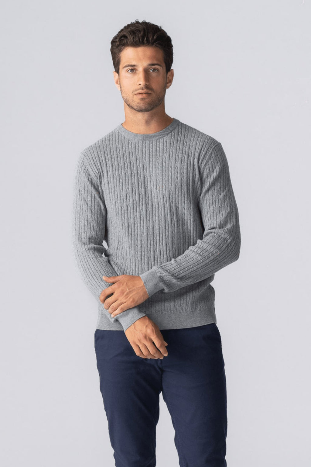 Pullover Cable Knit - Gray Melange