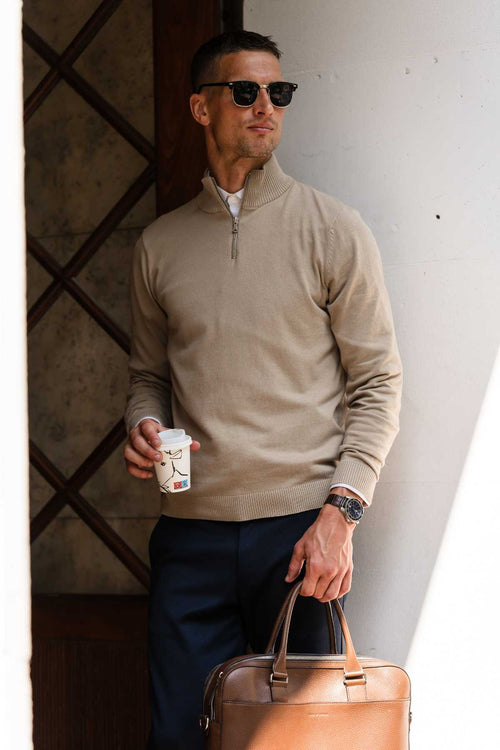 Pullover Half Zip - Sand