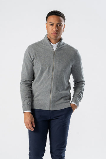 Pullover Zip Cardigan - Grey Melange