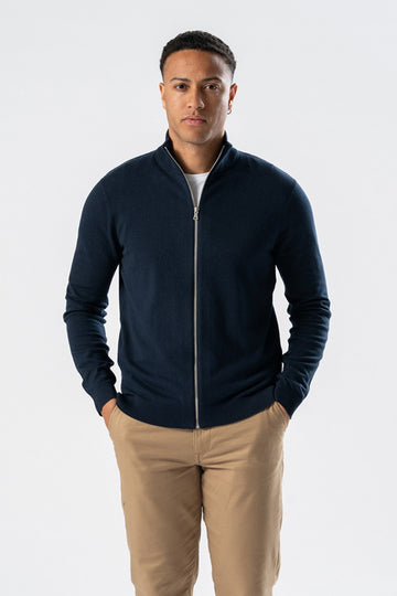 Pullover Zip Cardigan - Navy