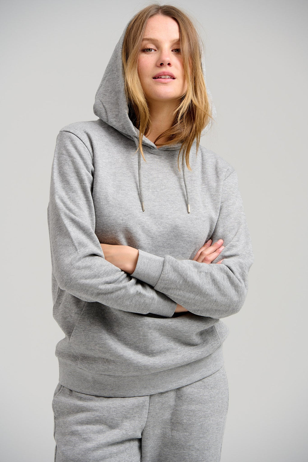 Basic Hoodie Sweat - Ανοιχτό γκρι Melange