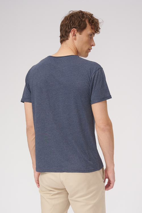 T -shirt Raw Neck - Mottled Blue