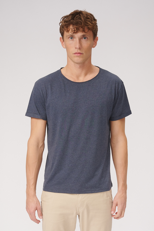 T -shirt Raw Neck - Mottled Blue