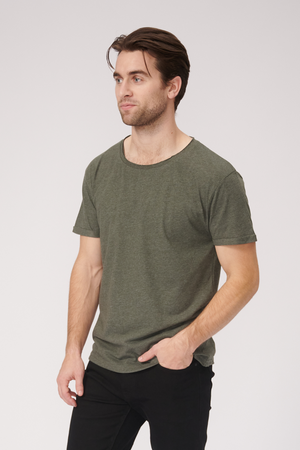 Deep Neck T-shirt - Mottled Green