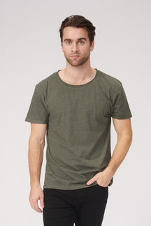 T -shirt Raw Neck - Green Mottle