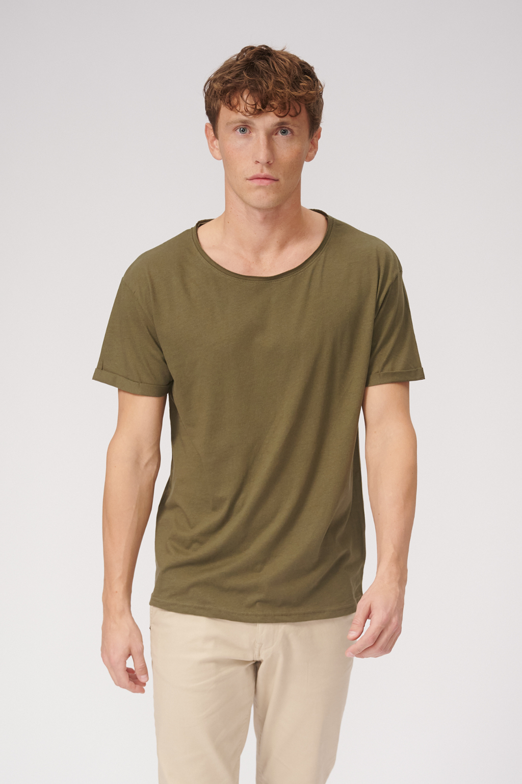 T -shirt Raw Neck - Green Olive