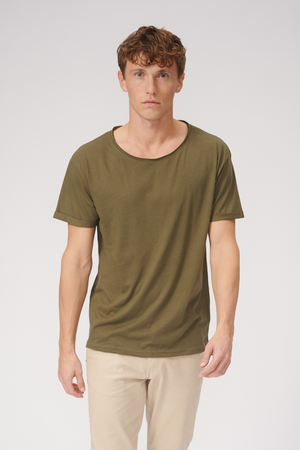 Deep Neck T -Shirt - Green Olive