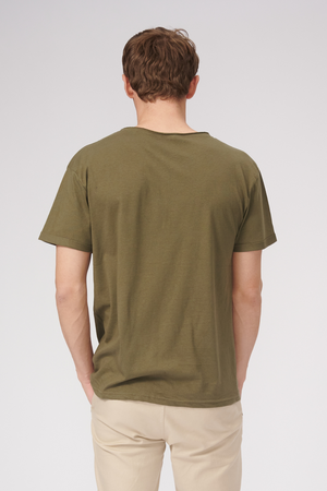 Deep Neck T -Shirt - Green Olive