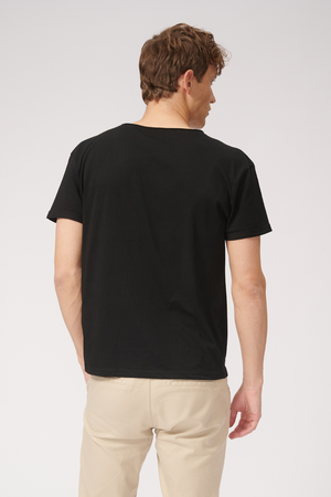 Deep Neck T -shirt - μαύρο