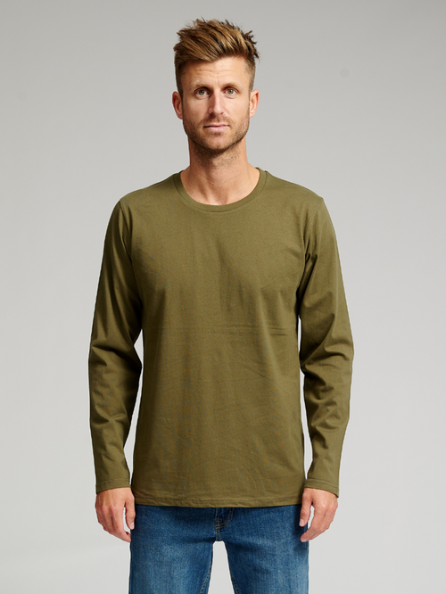 Basic Langærmet T-shirt - Armygrøn - TeeShoppen - Grøn