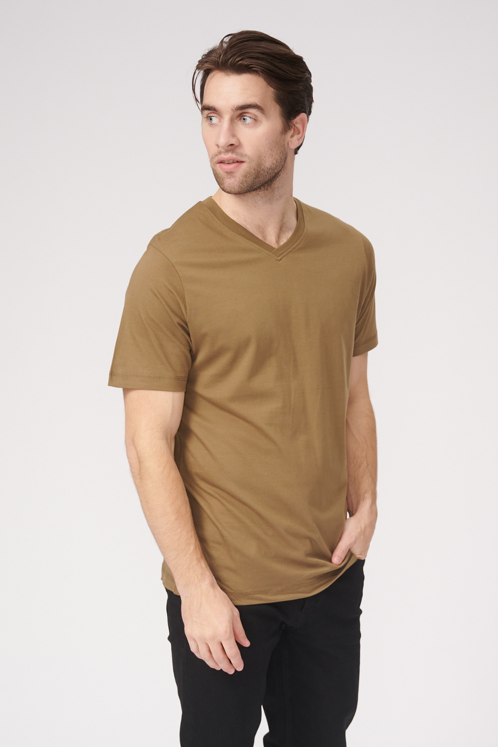 Basic Vneck T -shirt - Ελιά