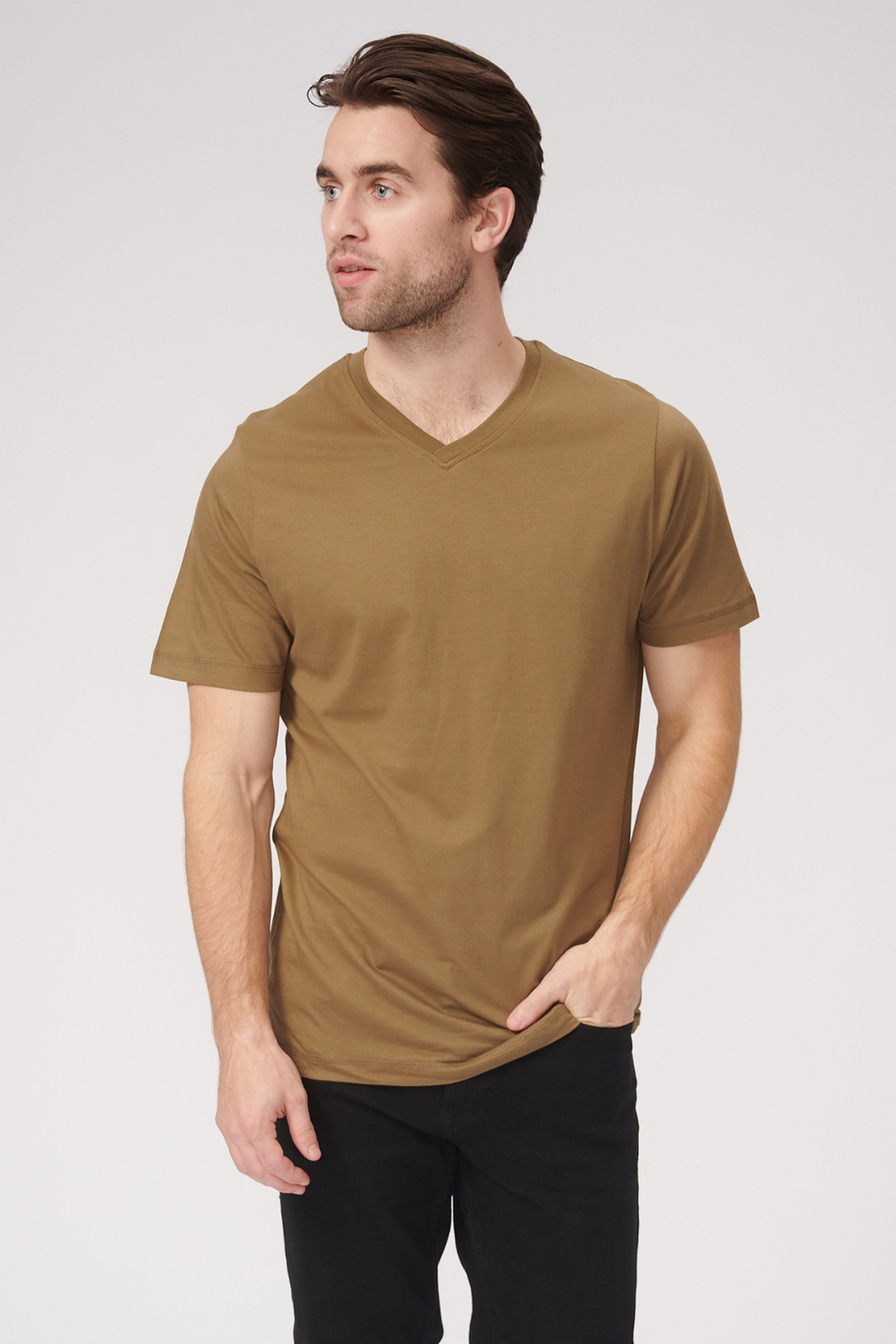 Basic Vneck T -shirt - Ελιά