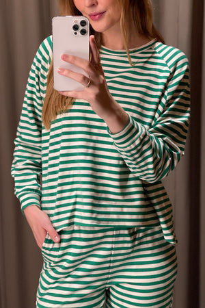 Stripped Long Sleeve Regular Fit - Green - TeeShoppen Group™