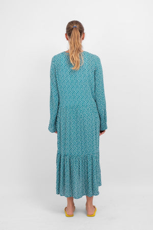 Anna long-sleeved dress - Teal Green