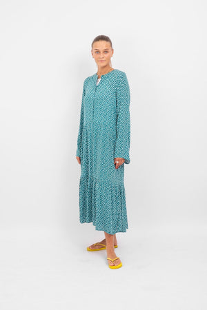 Anna long-sleeved dress - Teal Green
