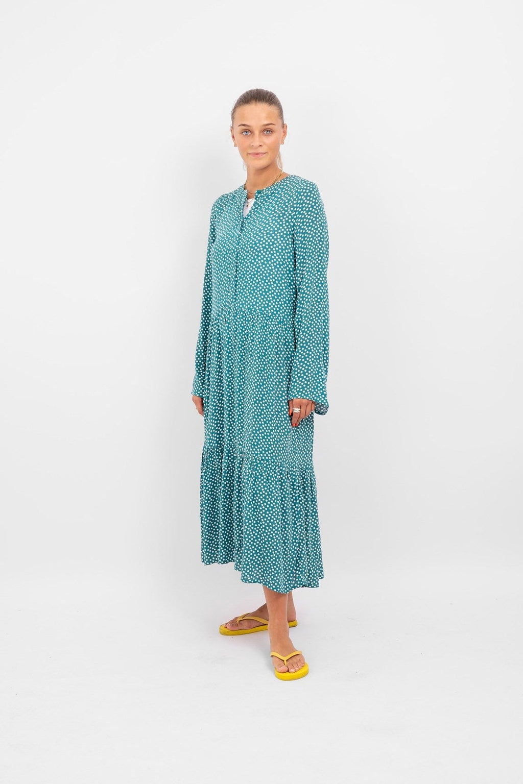 Anna long-sleeved dress - Teal Green