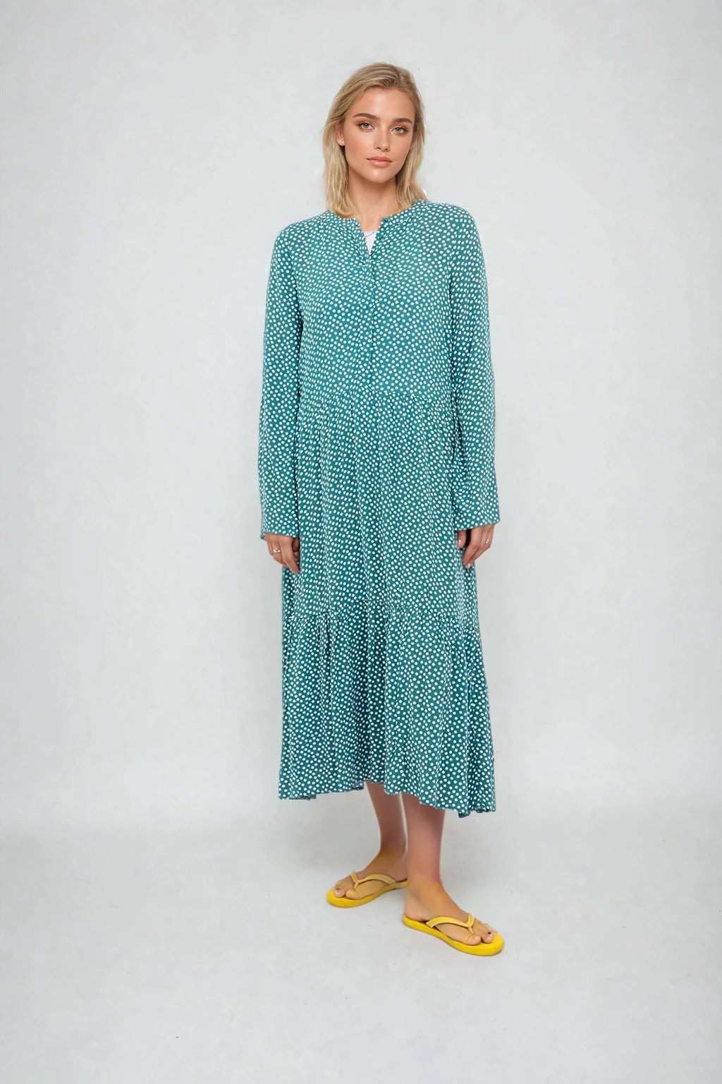 Anna long-sleeved dress - Teal Green