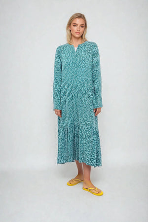 Anna long-sleeved dress - Teal Green