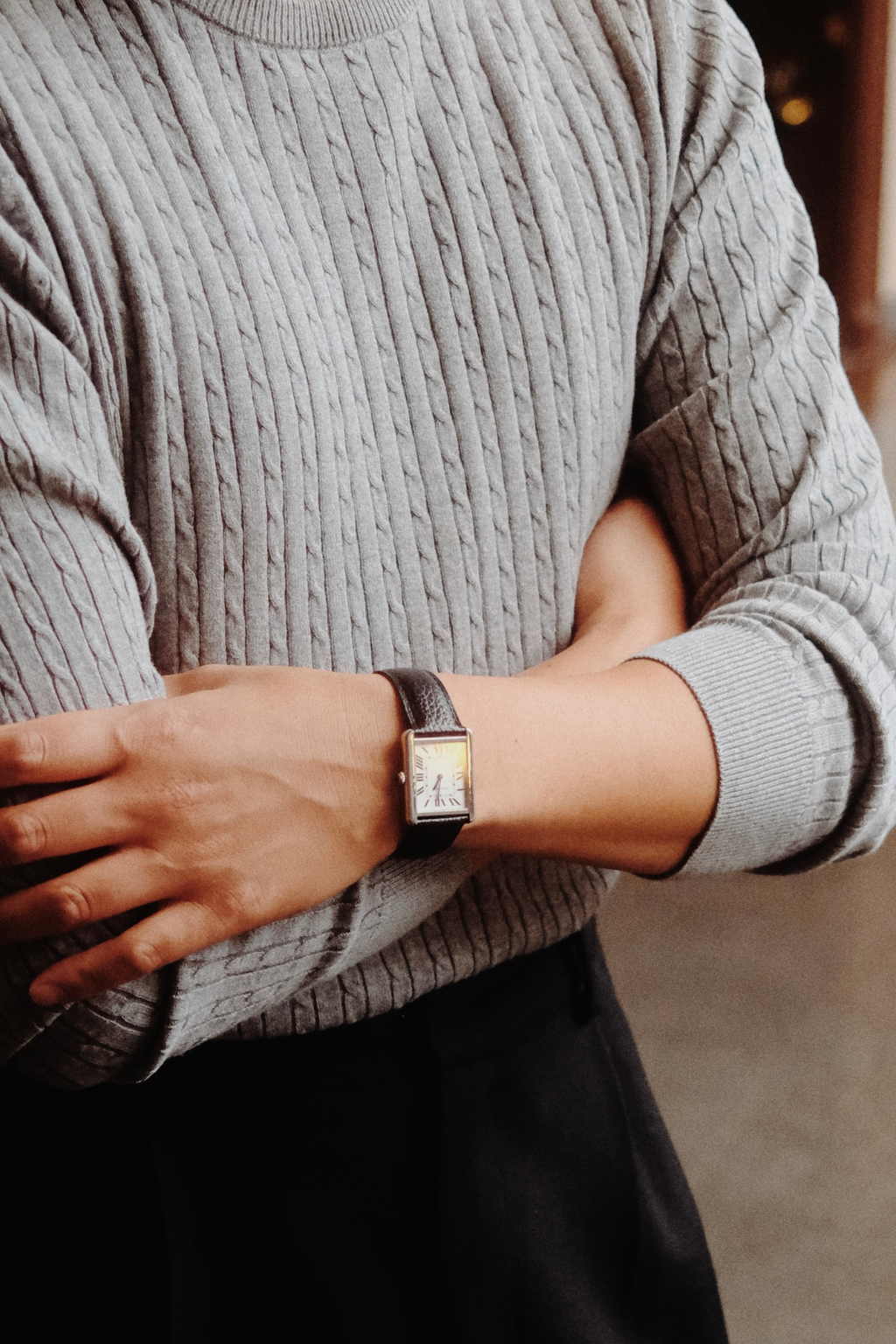 Πουλόβερ Cable Knit - Γκρι μελανζέ