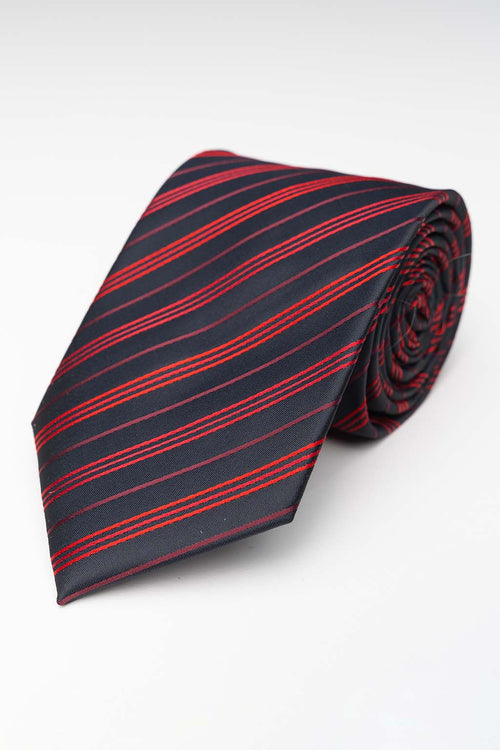 Tie - Black/Red Striped - TeeShoppen Group™ - Accessories - TeeShoppen