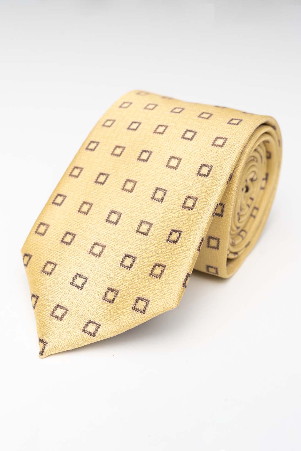 Tie - Gold/Brown Square Patterned